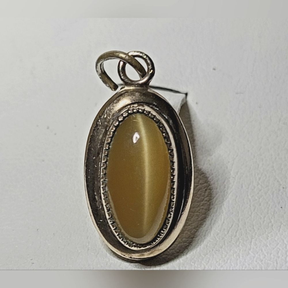 VINTAGE Sterling Silver Genuine Tigers Eye Pendant FLAWLESS Solid Timeless VTG